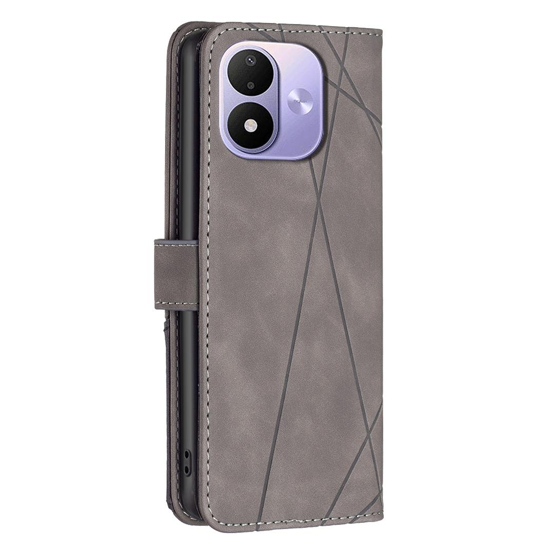 For Redmi Note 17 Pro 5G Global 163mm Magnetic Buckle Rhombus Texture Leather Phone Case(Grey)