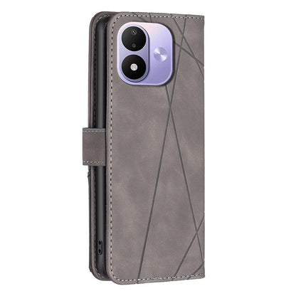 For Redmi Note 17 Pro 5G Global 163mm Magnetic Buckle Rhombus Texture Leather Phone Case(Grey)