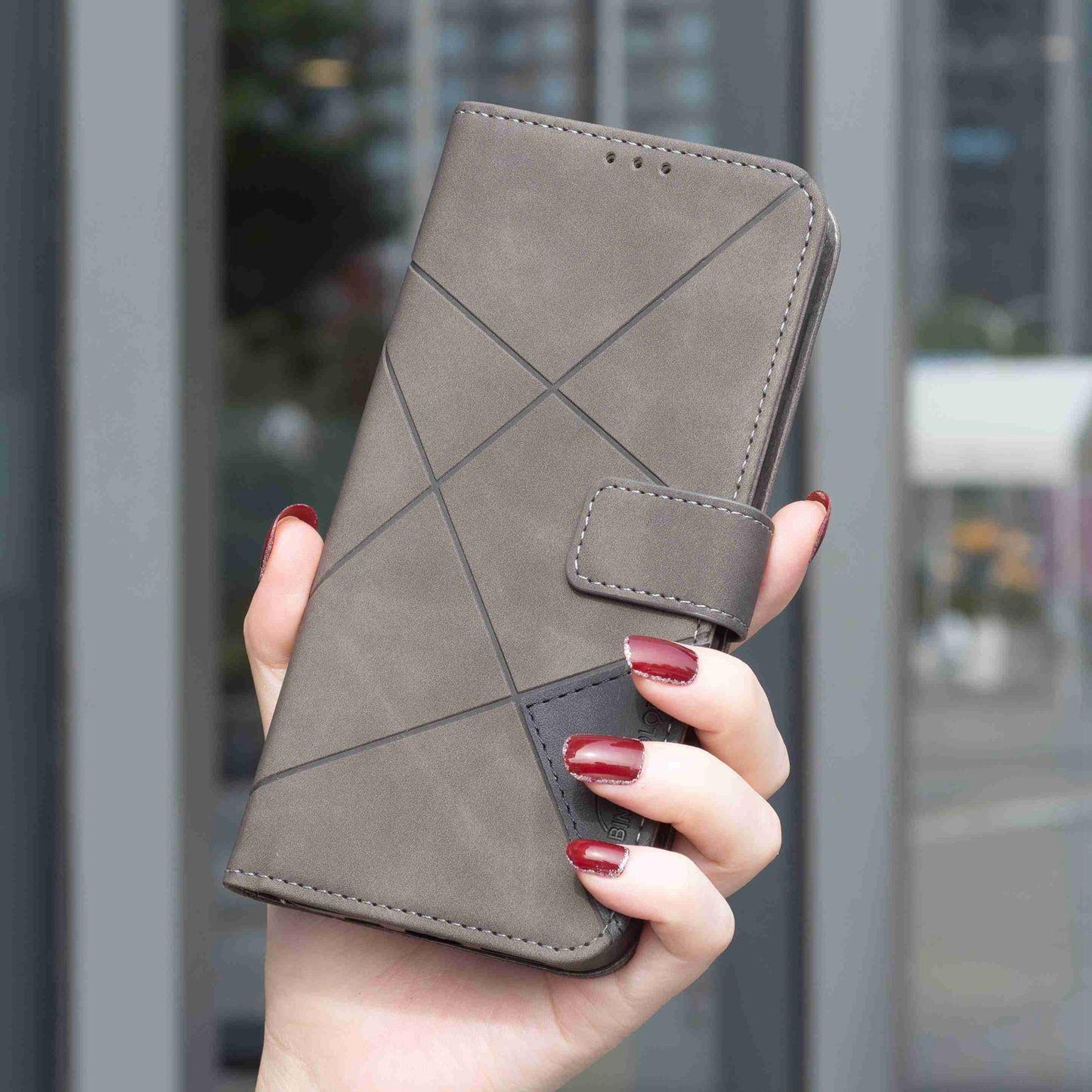 For Redmi Note 17 Pro 5G Global 163mm Magnetic Buckle Rhombus Texture Leather Phone Case(Grey)