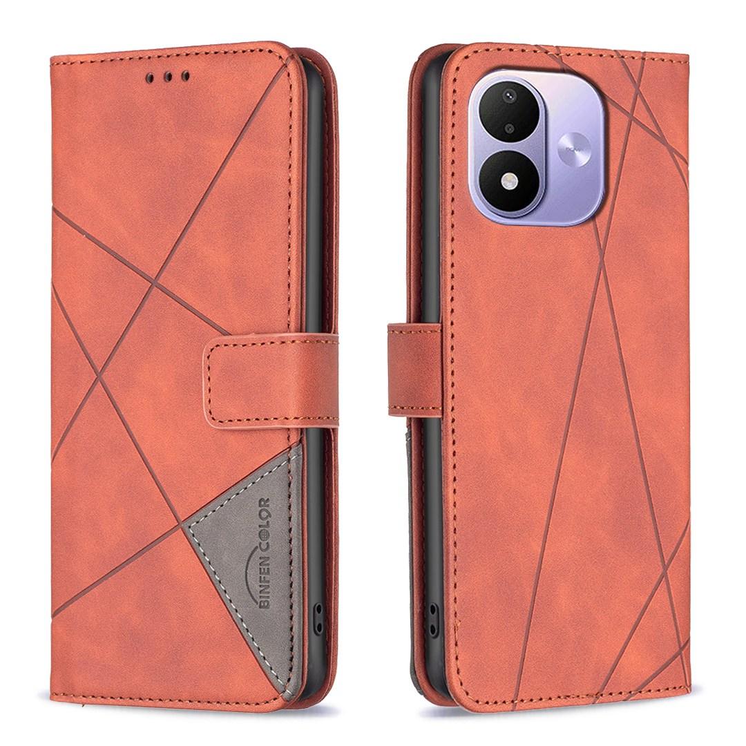 For Redmi Note 17 Pro 5G Global 163mm Magnetic Buckle Rhombus Texture Leather Phone Case(Brown)