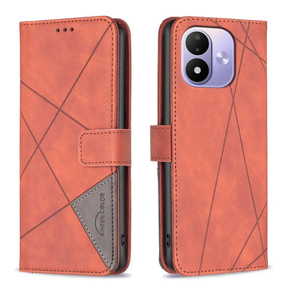 For Redmi Note 17 Pro 5G Global 163mm Magnetic Buckle Rhombus Texture Leather Phone Case(Brown)