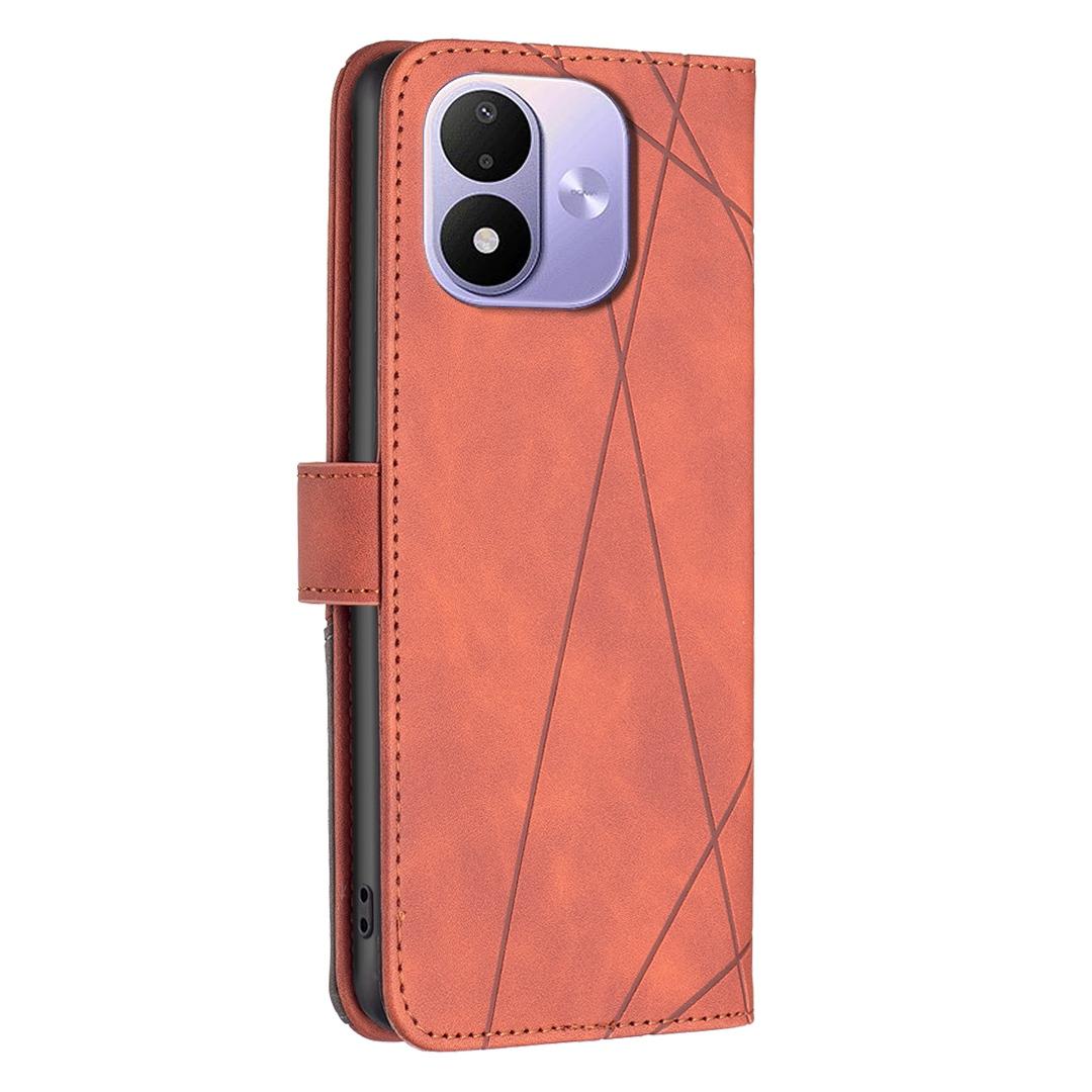 For Redmi Note 17 Pro 5G Global 163mm Magnetic Buckle Rhombus Texture Leather Phone Case(Brown)