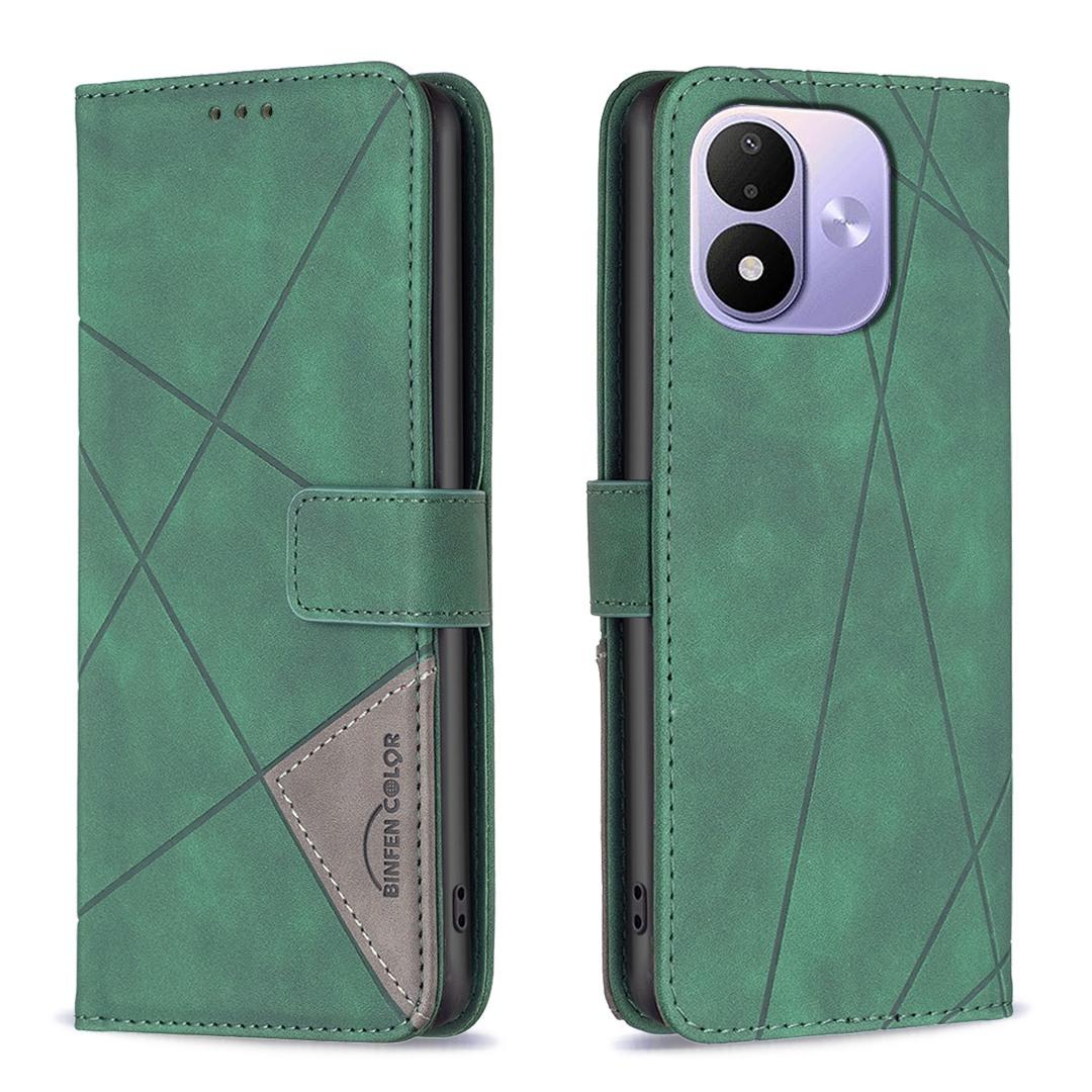 For Redmi Note 17 Pro 5G Global 163mm Magnetic Buckle Rhombus Texture Leather Phone Case(Green)