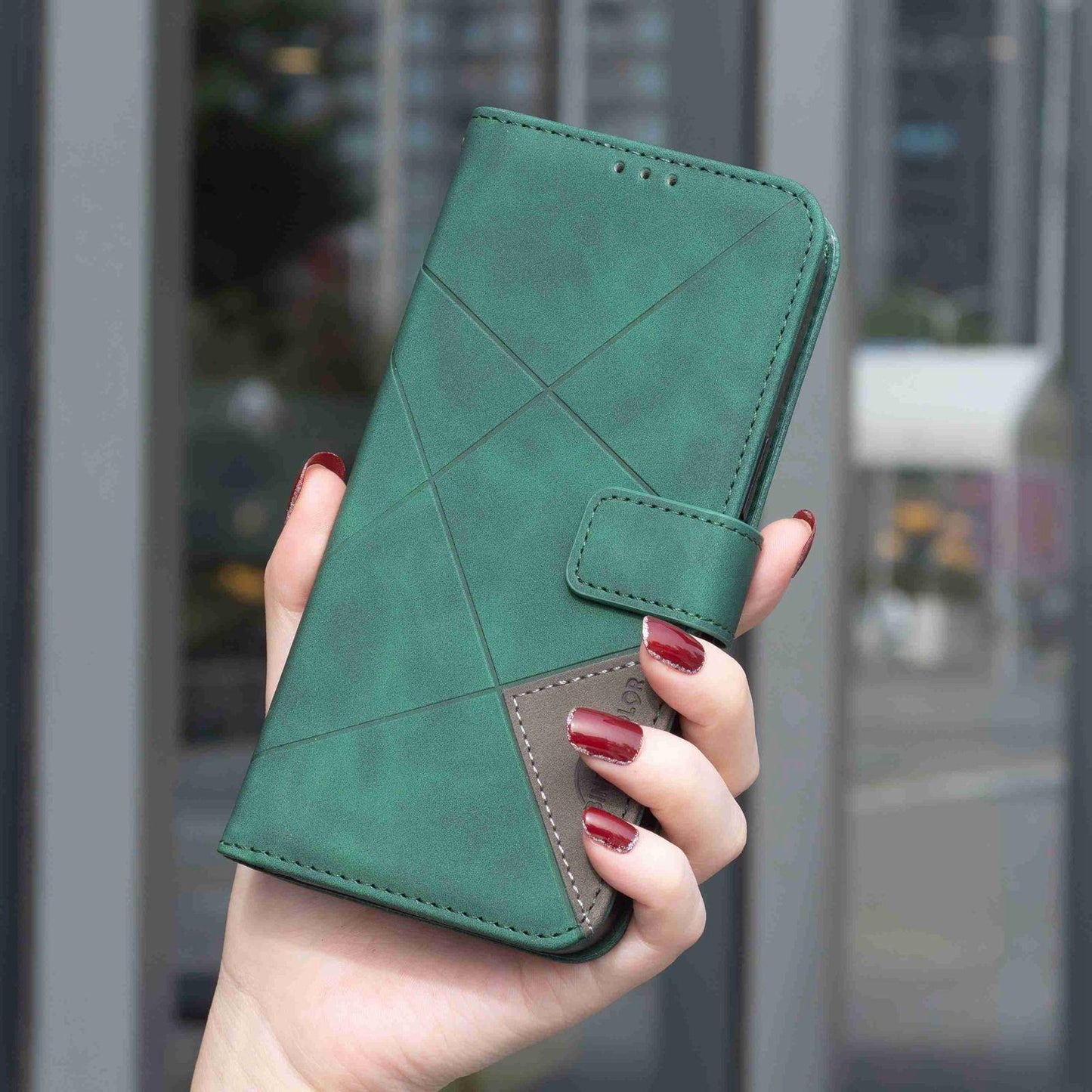 For Redmi Note 17 Pro 5G Global 163mm Magnetic Buckle Rhombus Texture Leather Phone Case(Green)