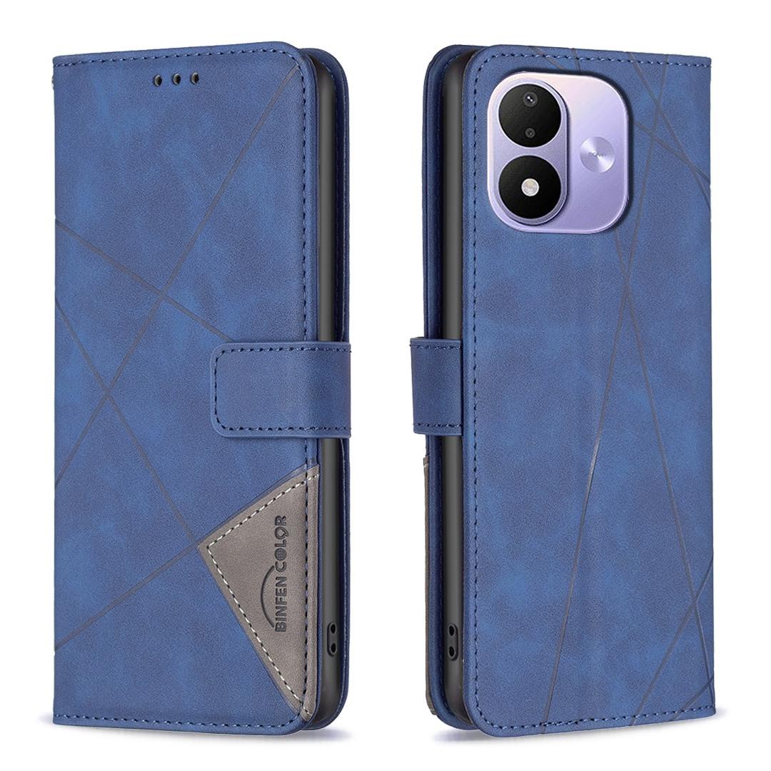 For Redmi Note 17 Pro 5G Global 163mm Magnetic Buckle Rhombus Texture Leather Phone Case(Blue)