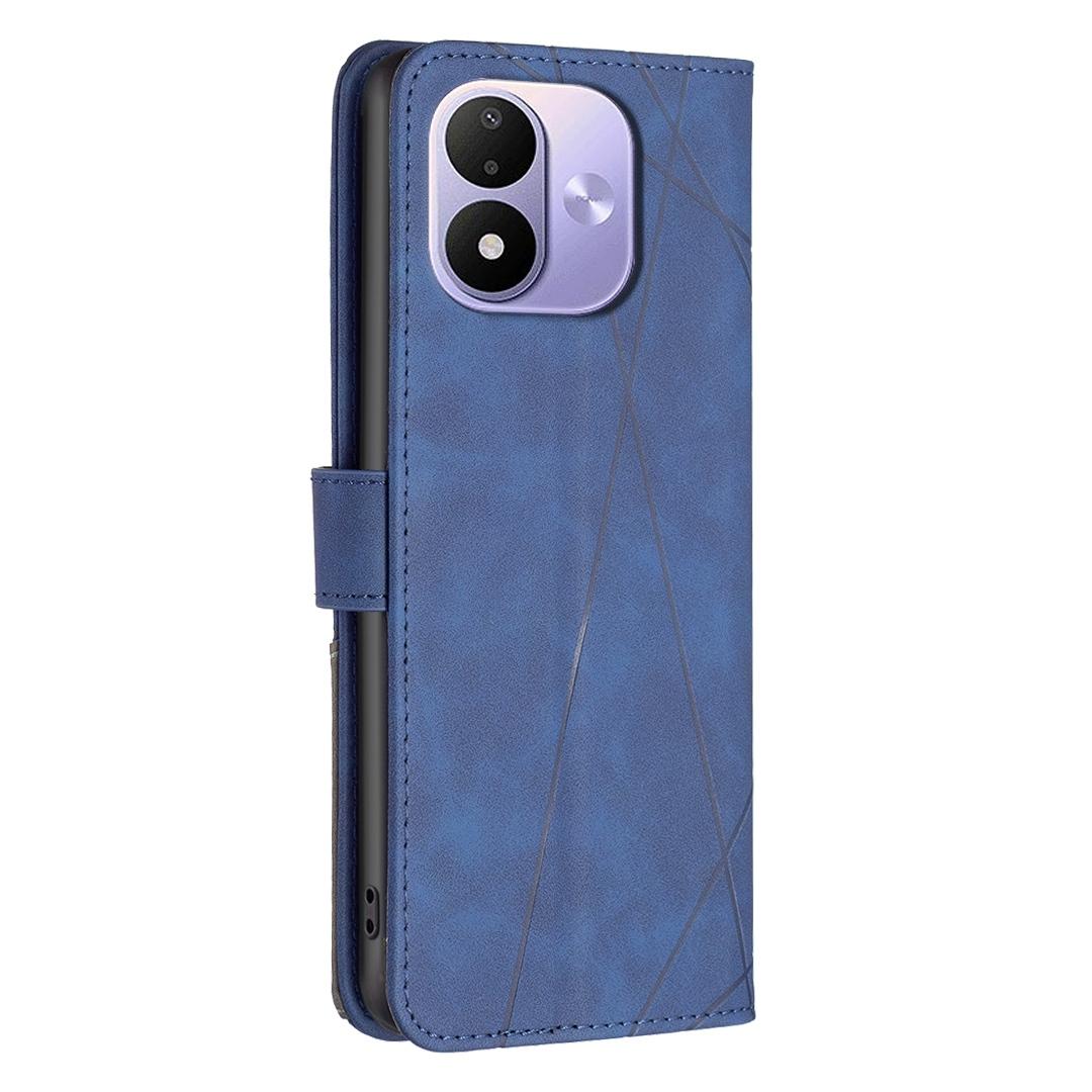 For Redmi Note 17 Pro 5G Global 163mm Magnetic Buckle Rhombus Texture Leather Phone Case(Blue)