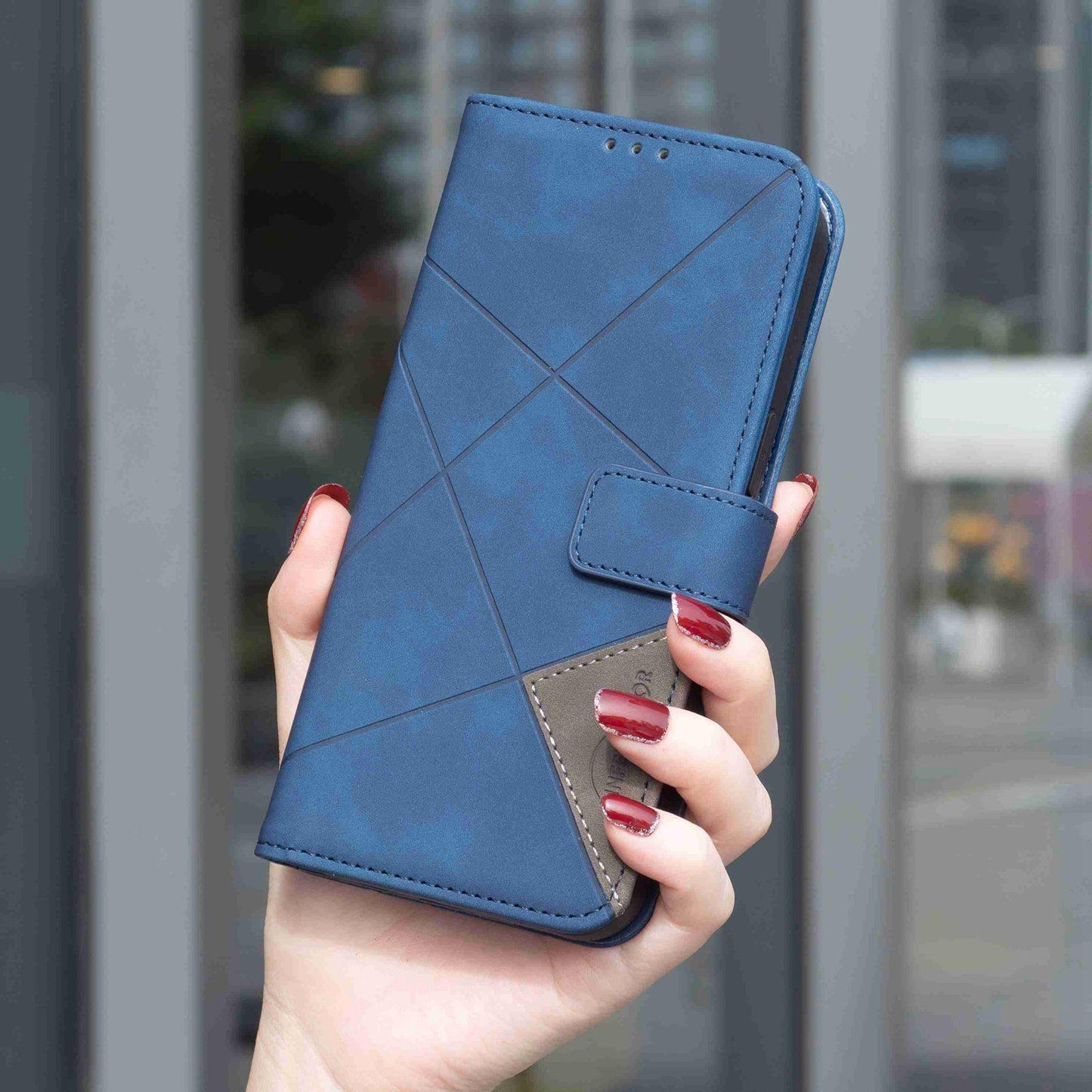 For Redmi Note 17 Pro 5G Global 163mm Magnetic Buckle Rhombus Texture Leather Phone Case(Blue)