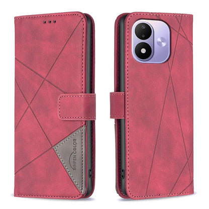For Redmi Note 17 Pro 5G Global 163mm Magnetic Buckle Rhombus Texture Leather Phone Case(Red)
