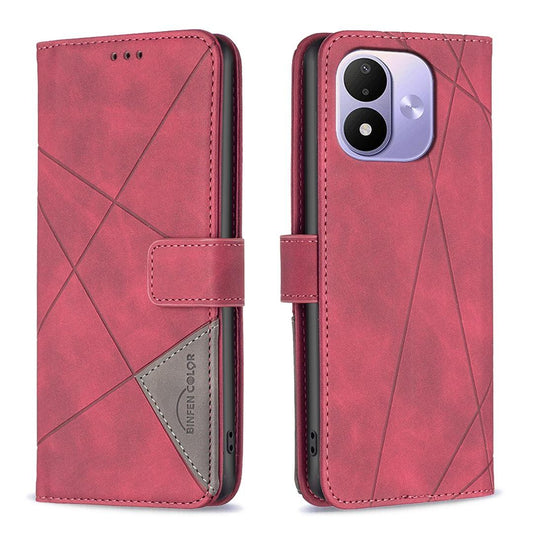 For Redmi Note 17 Pro 5G Global 163mm Magnetic Buckle Rhombus Texture Leather Phone Case(Red)