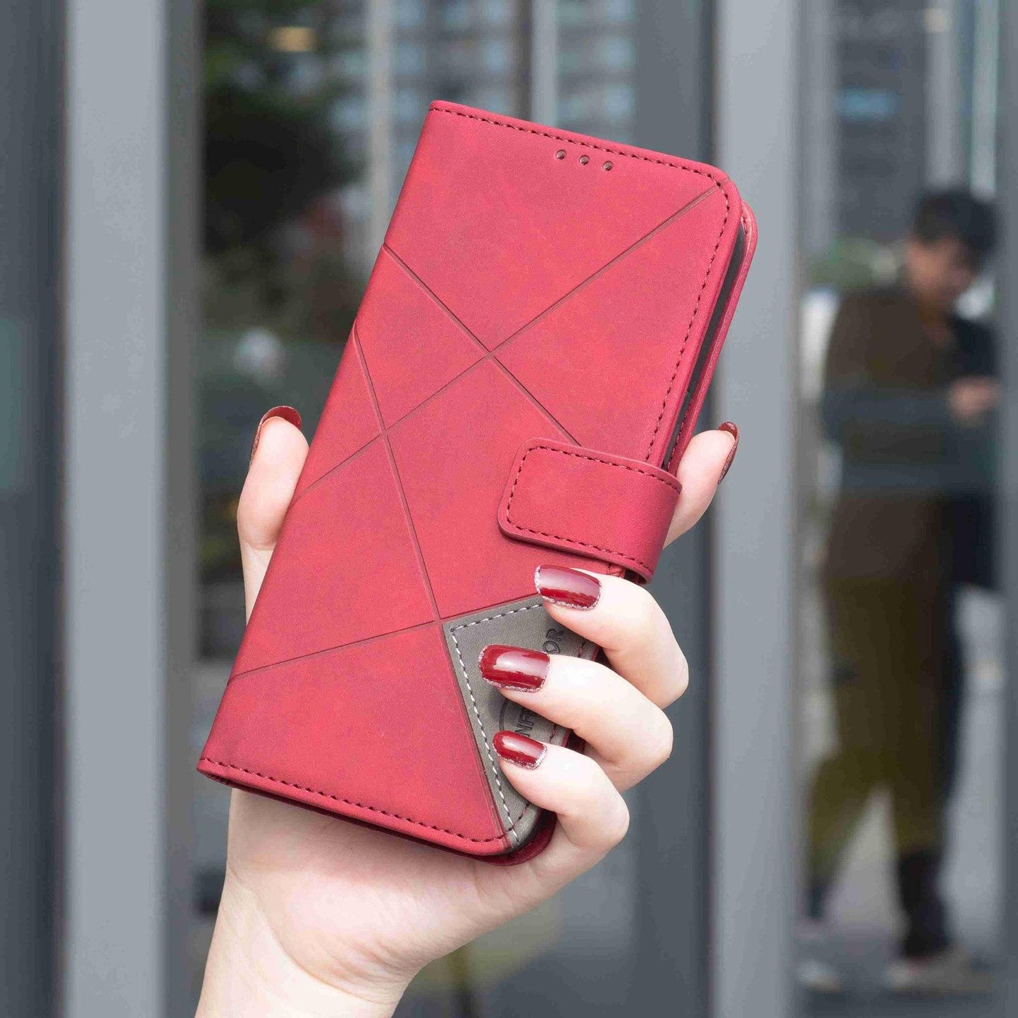 For Redmi Note 17 Pro 5G Global 163mm Magnetic Buckle Rhombus Texture Leather Phone Case(Red)