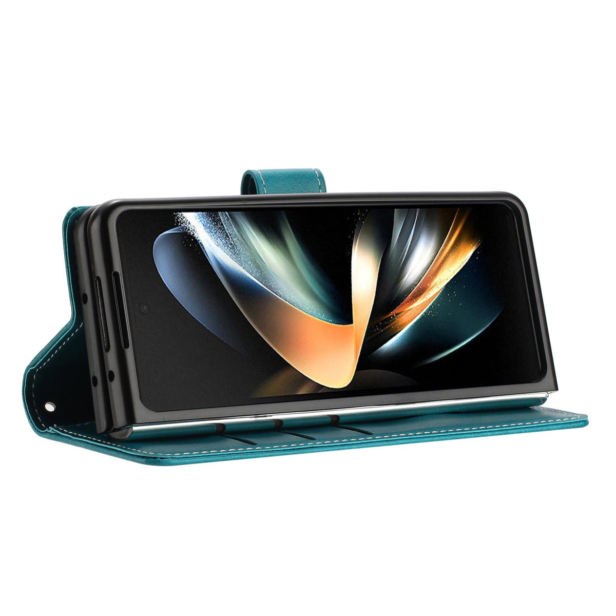 For Galaxy Z Fold8 Ultra 5G Solid Color Calf Texture Folding Leather Phone Case - Green - EDA006874505A