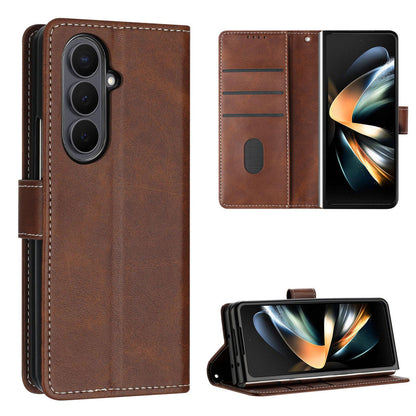 For Galaxy Z Fold8 Ultra 5G Solid Color Calf Texture Folding Leather Phone Case - Dark Brown - EDA006874505B