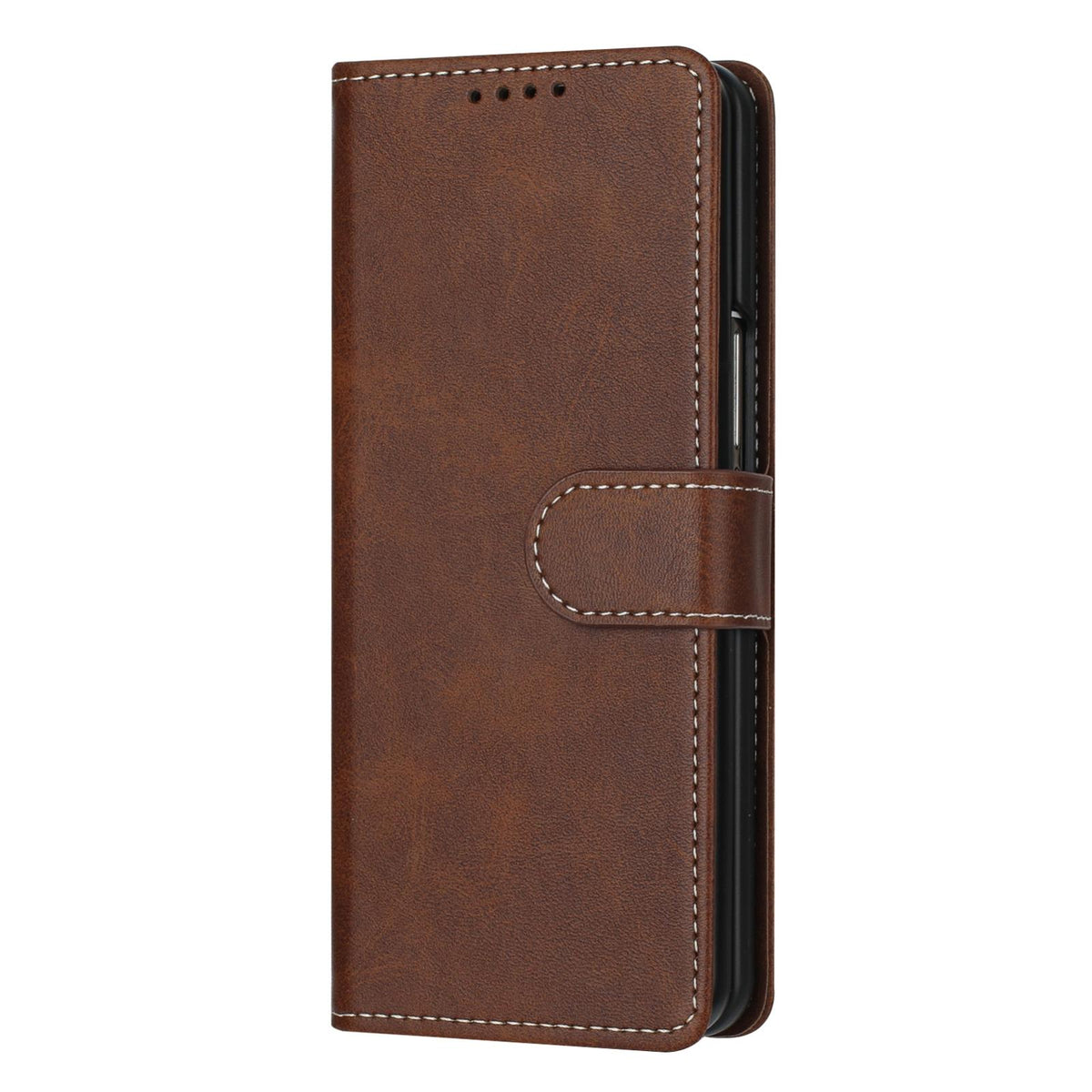 For Galaxy Z Fold8 Ultra 5G Solid Color Calf Texture Folding Leather Phone Case - Dark Brown - EDA006874505B
