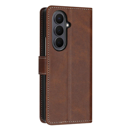 For Galaxy Z Fold8 Ultra 5G Solid Color Calf Texture Folding Leather Phone Case - Dark Brown - EDA006874505B