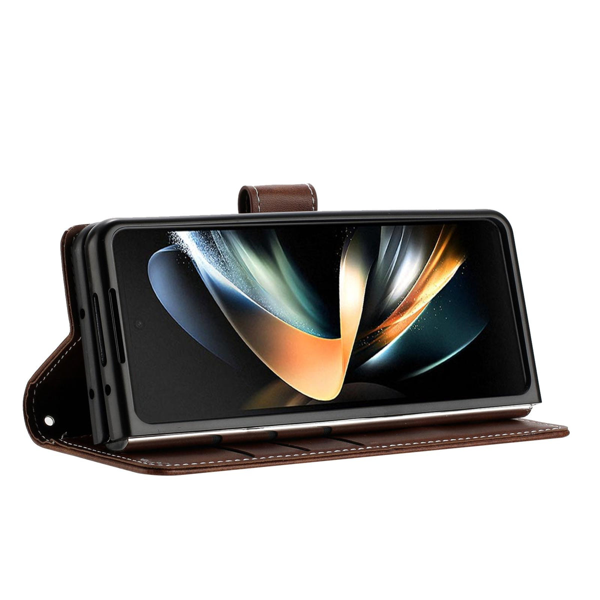 For Galaxy Z Fold8 Ultra 5G Solid Color Calf Texture Folding Leather Phone Case - Dark Brown - EDA006874505B