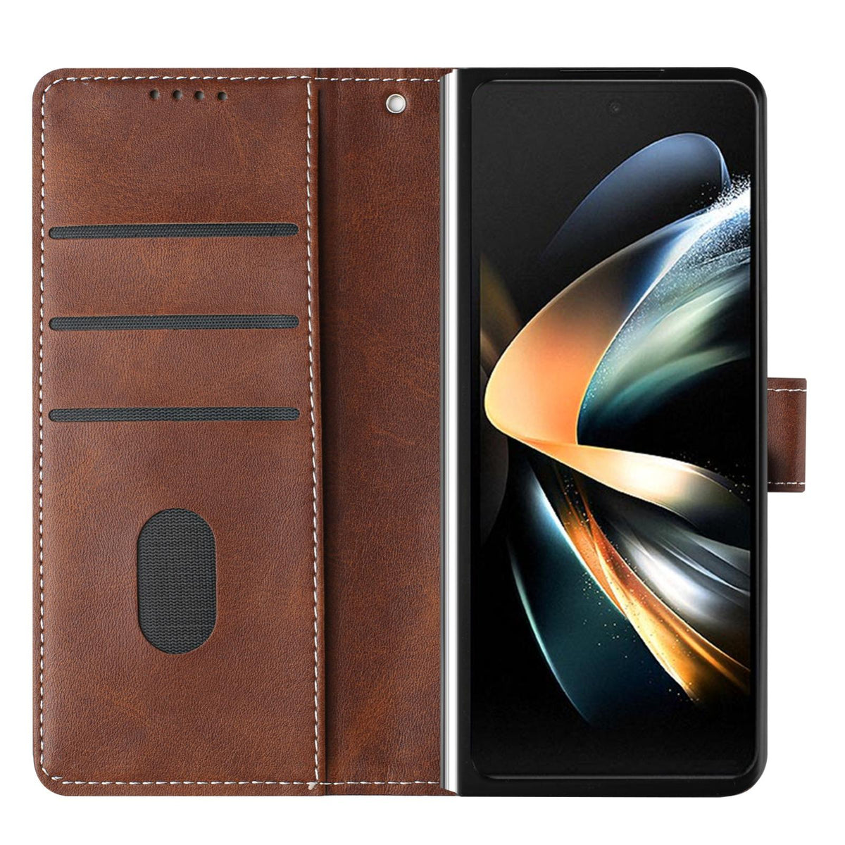 For Galaxy Z Fold8 Ultra 5G Solid Color Calf Texture Folding Leather Phone Case - Dark Brown - EDA006874505B