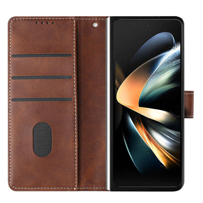 For Galaxy Z Fold8 Ultra 5G Solid Color Calf Texture Folding Leather Phone Case - Dark Brown - EDA006874505B