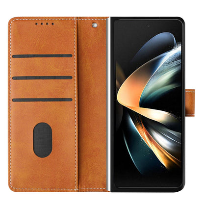 For Galaxy Z Fold8 Ultra 5G Solid Color Calf Texture Folding Leather Phone Case - Light Brown - EDA006874505C