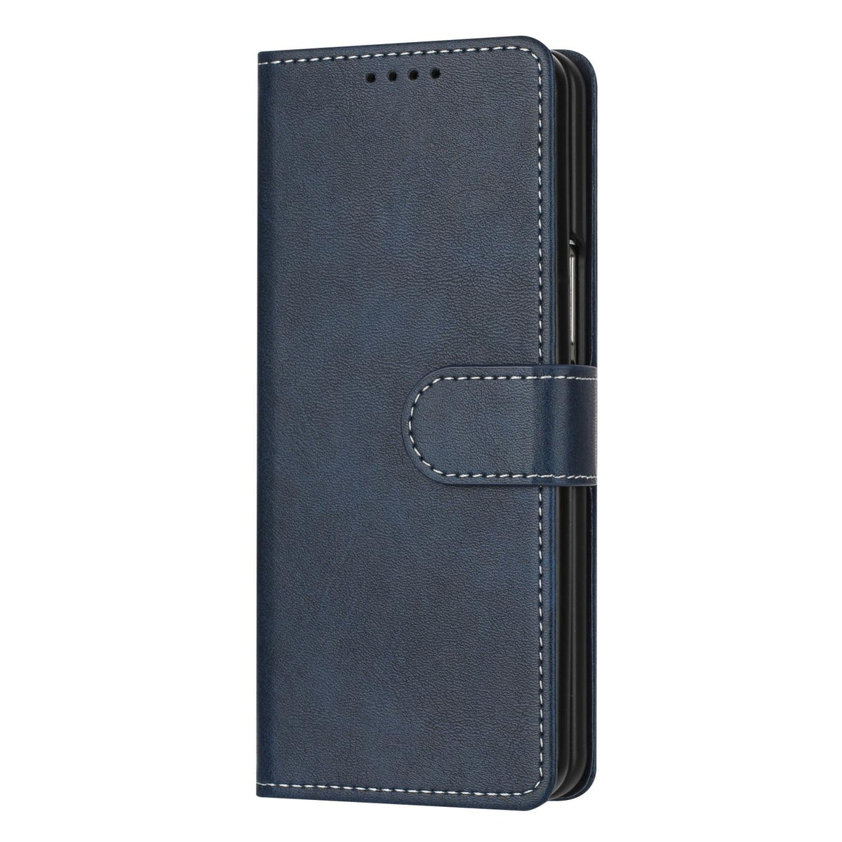 For Galaxy Z Fold8 Ultra 5G Solid Color Calf Texture Folding Leather Phone Case - Dark Blue - EDA006874505D