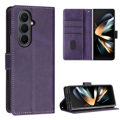 For Galaxy Z Fold8 Ultra 5G Solid Color Calf Texture Folding Leather Phone Case - Purple - EDA006874505E