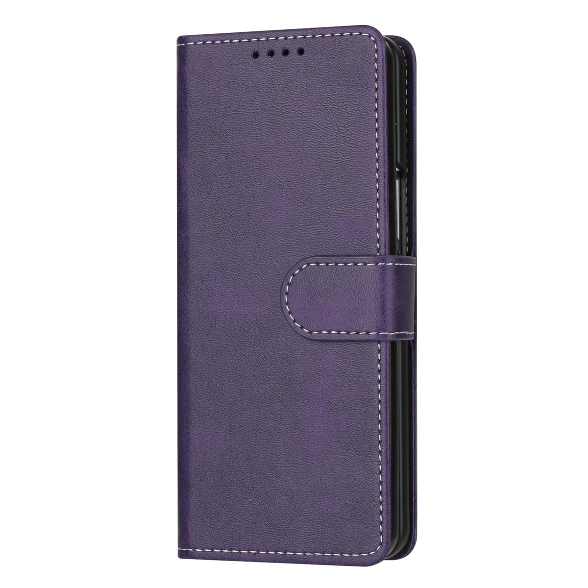 For Galaxy Z Fold8 Ultra 5G Solid Color Calf Texture Folding Leather Phone Case - Purple - EDA006874505E