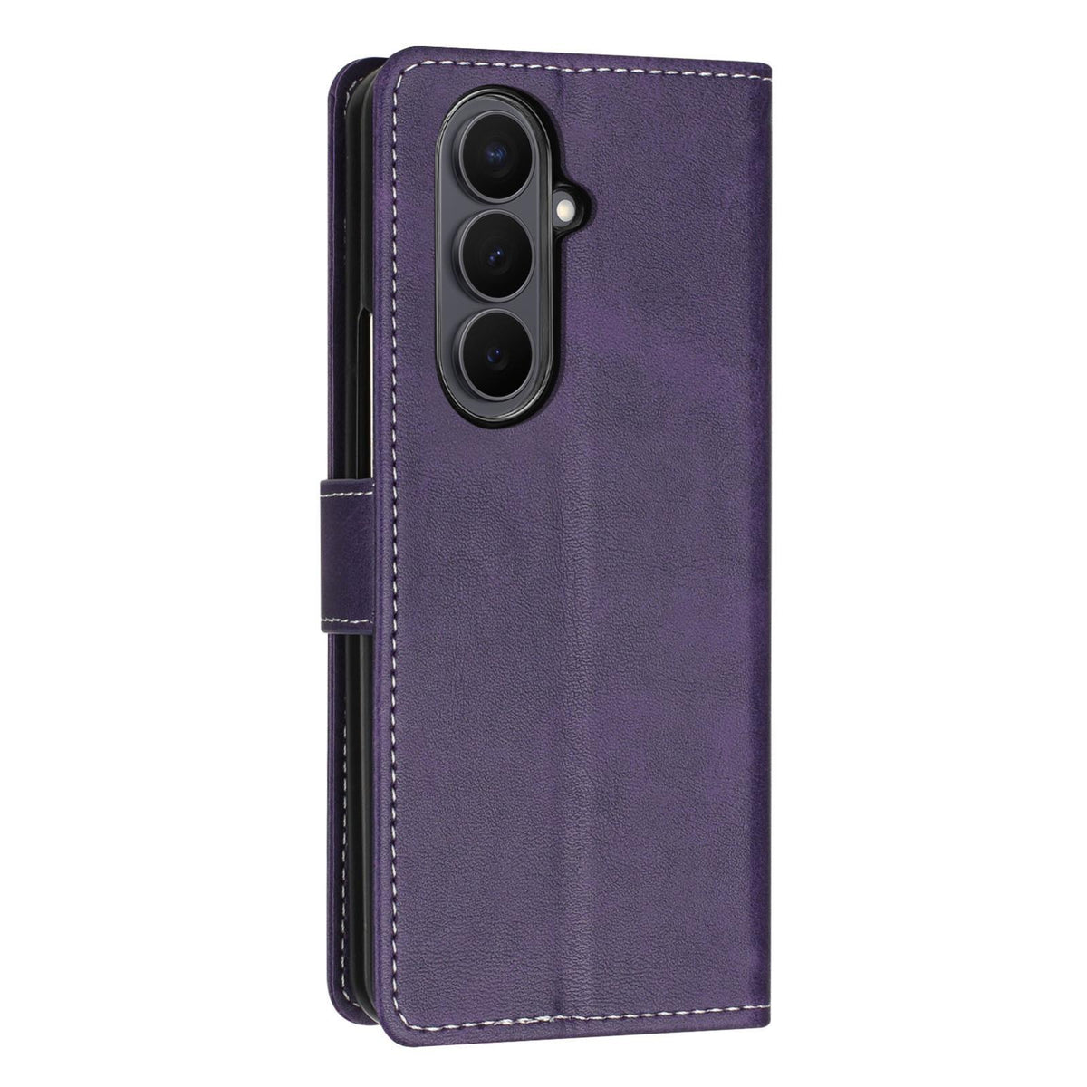 For Galaxy Z Fold8 Ultra 5G Solid Color Calf Texture Folding Leather Phone Case - Purple - EDA006874505E