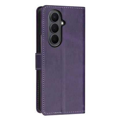 For Galaxy Z Fold8 Ultra 5G Solid Color Calf Texture Folding Leather Phone Case - Purple - EDA006874505E