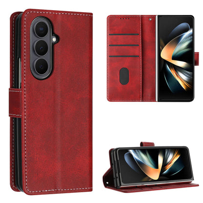 For Galaxy Z Fold8 Ultra 5G Solid Color Calf Texture Folding Leather Phone Case - Red - EDA006874505F