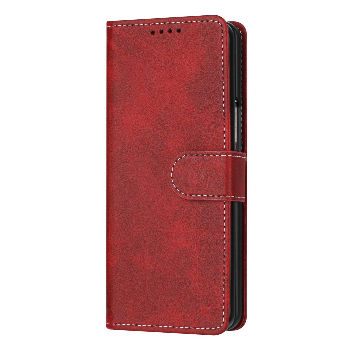 For Galaxy Z Fold8 Ultra 5G Solid Color Calf Texture Folding Leather Phone Case - Red - EDA006874505F