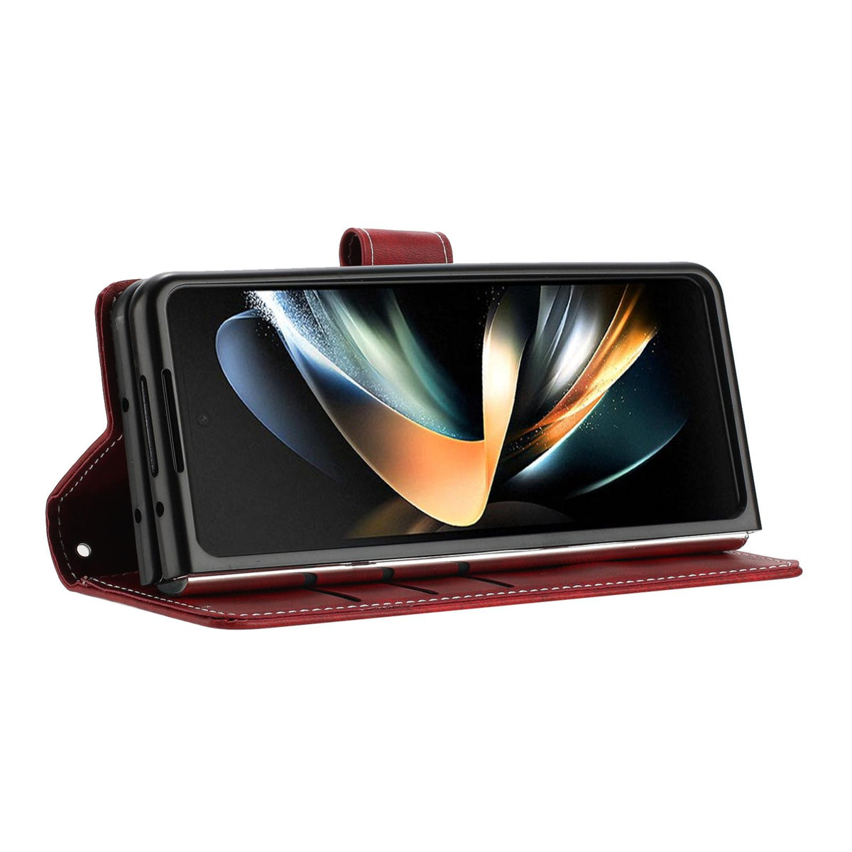 For Galaxy Z Fold8 Ultra 5G Solid Color Calf Texture Folding Leather Phone Case - Red - EDA006874505F