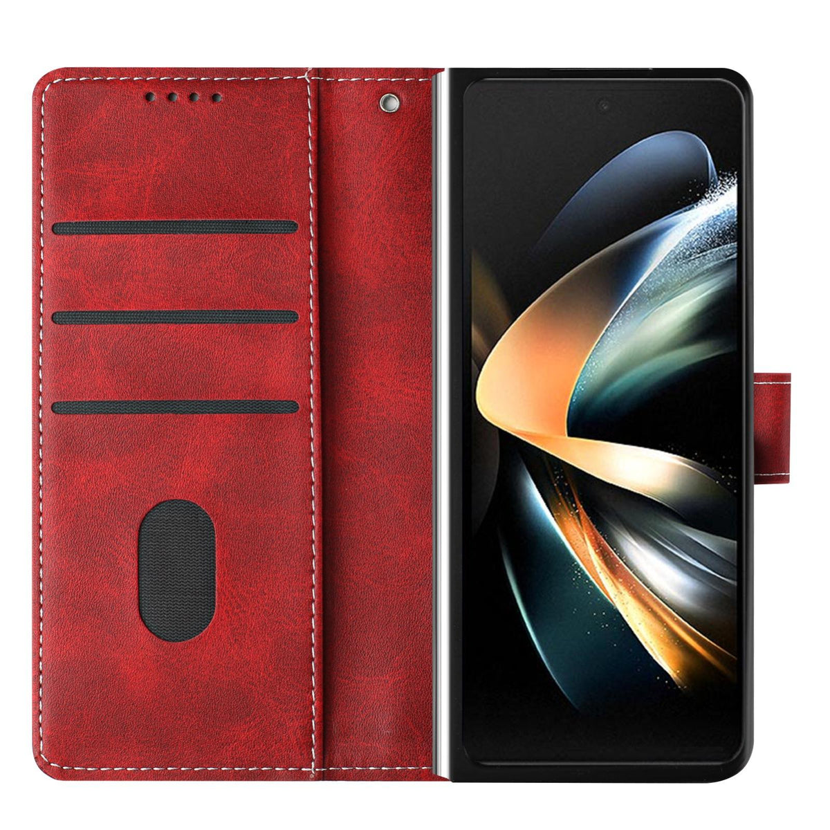 For Galaxy Z Fold8 Ultra 5G Solid Color Calf Texture Folding Leather Phone Case - Red - EDA006874505F