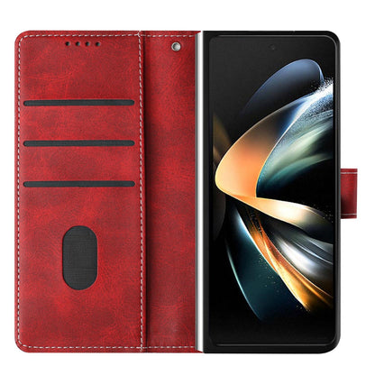 For Galaxy Z Fold8 Ultra 5G Solid Color Calf Texture Folding Leather Phone Case - Red - EDA006874505F