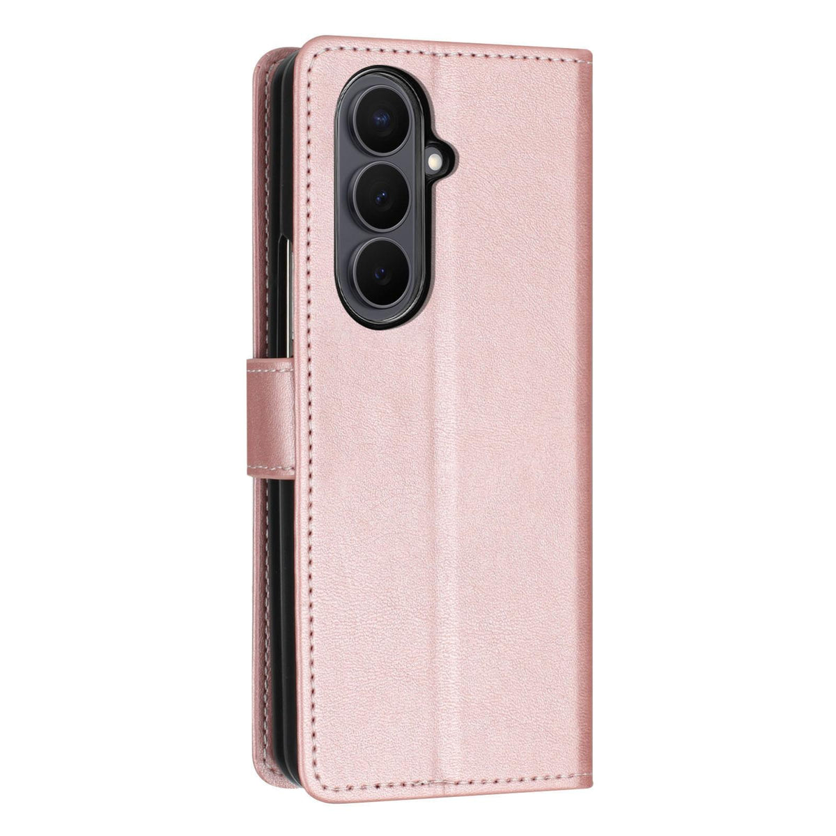 For Galaxy Z Fold8 Ultra 5G Solid Color Calf Texture Folding Leather Phone Case - Rose Gold - EDA006874505G