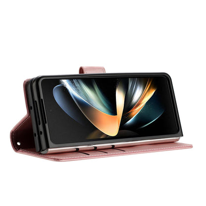For Galaxy Z Fold8 Ultra 5G Solid Color Calf Texture Folding Leather Phone Case - Rose Gold - EDA006874505G