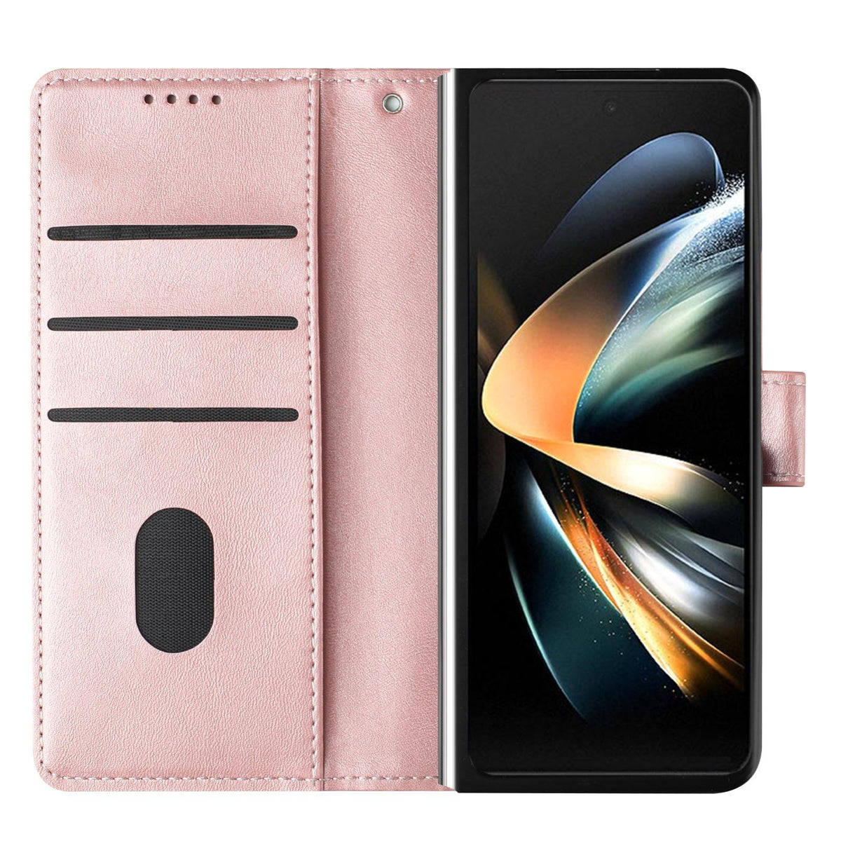 For Galaxy Z Fold8 Ultra 5G Solid Color Calf Texture Folding Leather Phone Case - Rose Gold - EDA006874505G