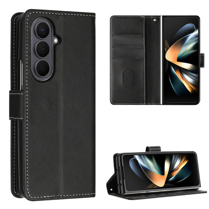 For Galaxy Z Fold8 Ultra 5G Solid Color Calf Texture Folding Leather Phone Case - Black - EDA006874505H