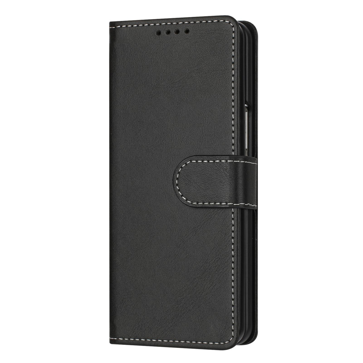 For Galaxy Z Fold8 Ultra 5G Solid Color Calf Texture Folding Leather Phone Case - Black - EDA006874505H