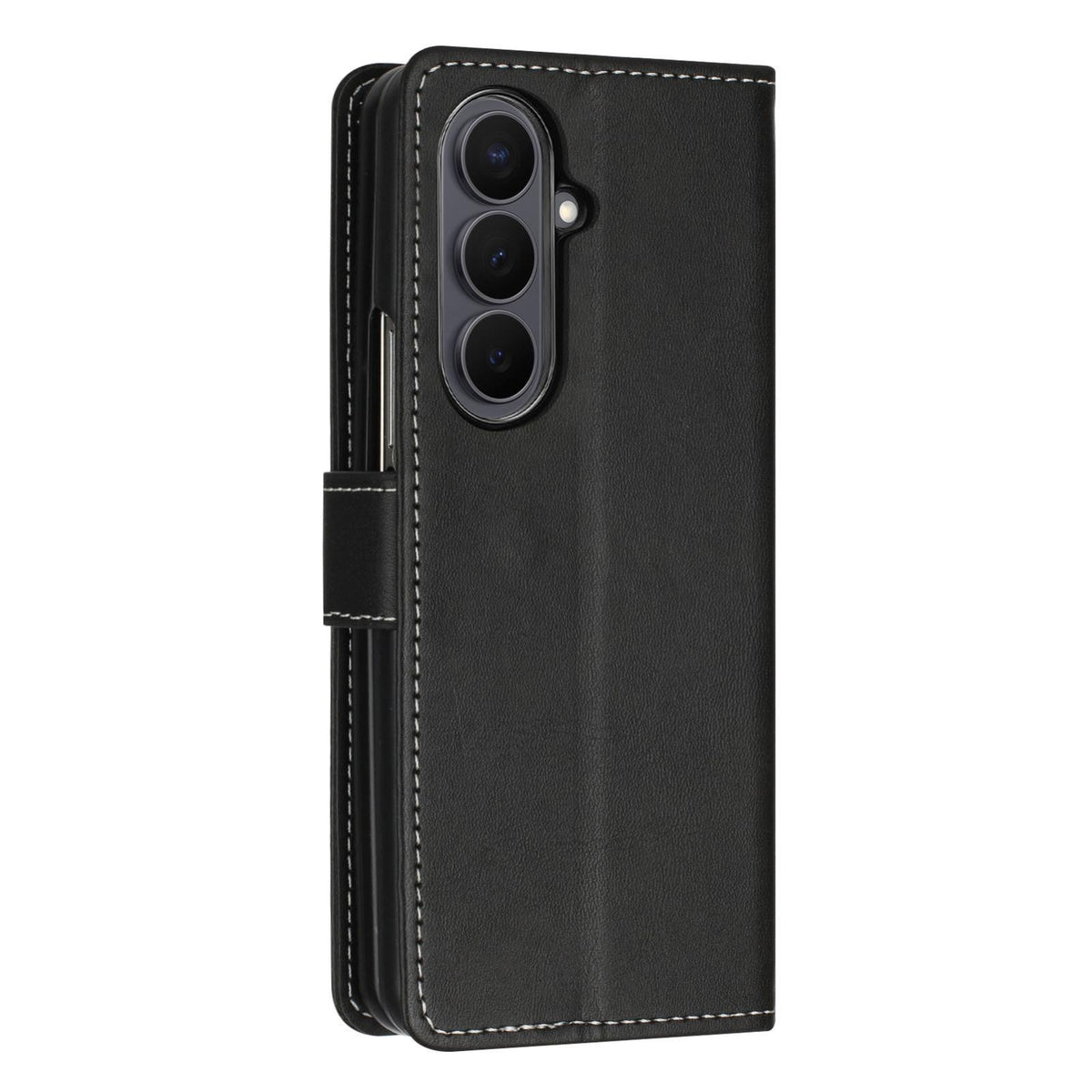 For Galaxy Z Fold8 Ultra 5G Solid Color Calf Texture Folding Leather Phone Case - Black - EDA006874505H