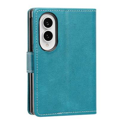 For Galaxy Z Fold8 5G Solid Color Calf Texture Folding Leather Phone Case - Green - EDA006874506A