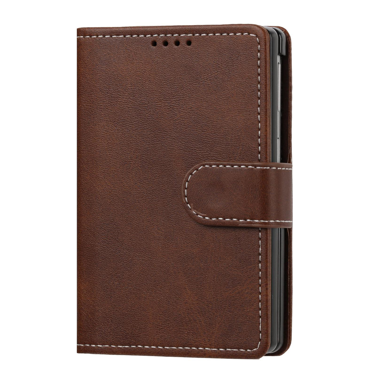 For Galaxy Z Fold8 5G Solid Color Calf Texture Folding Leather Phone Case - Dark Brown - EDA006874506B