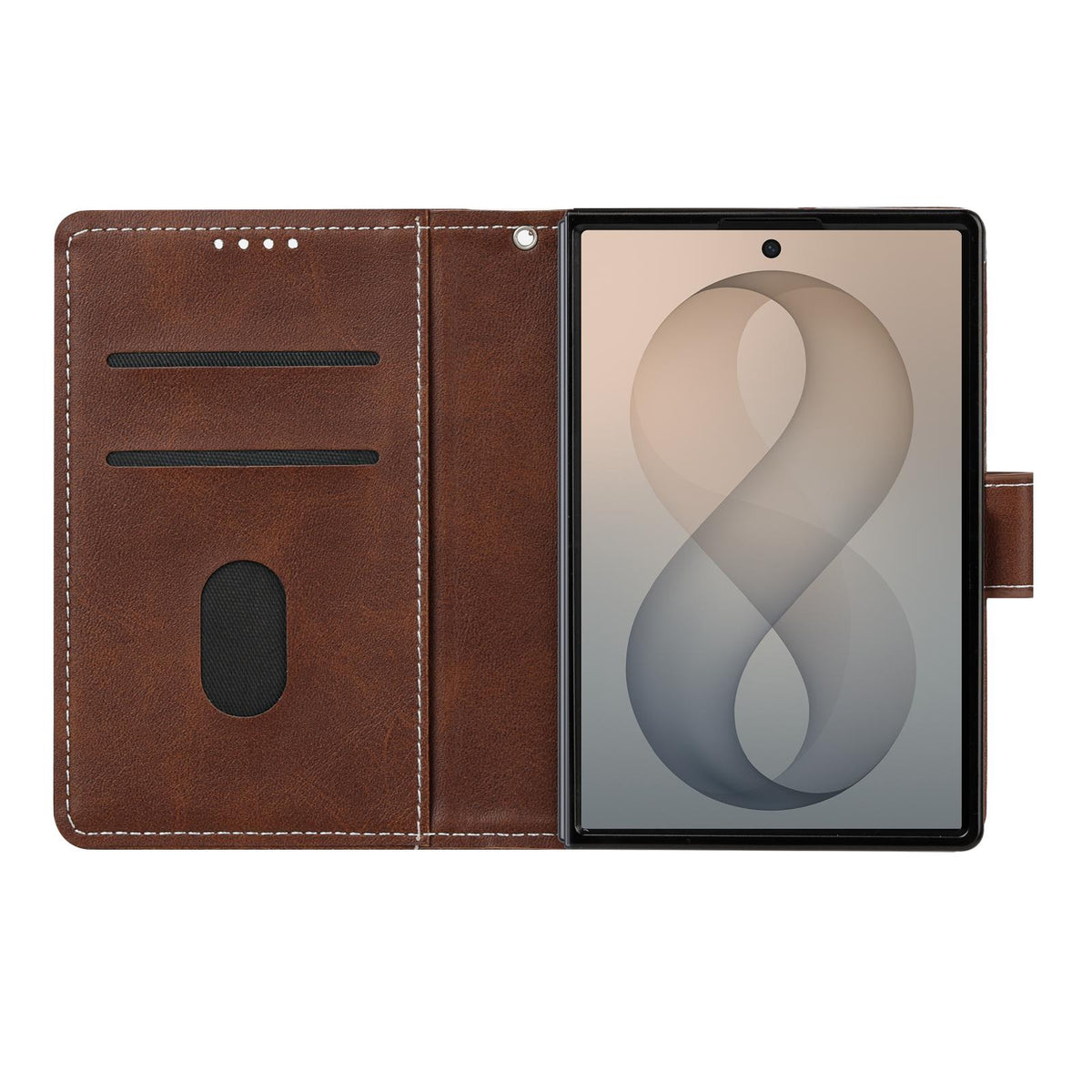 For Galaxy Z Fold8 5G Solid Color Calf Texture Folding Leather Phone Case - Dark Brown - EDA006874506B