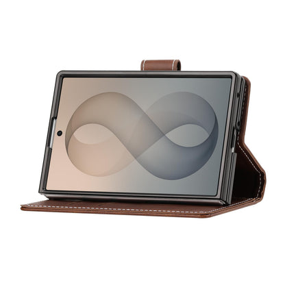 For Galaxy Z Fold8 5G Solid Color Calf Texture Folding Leather Phone Case - Dark Brown - EDA006874506B