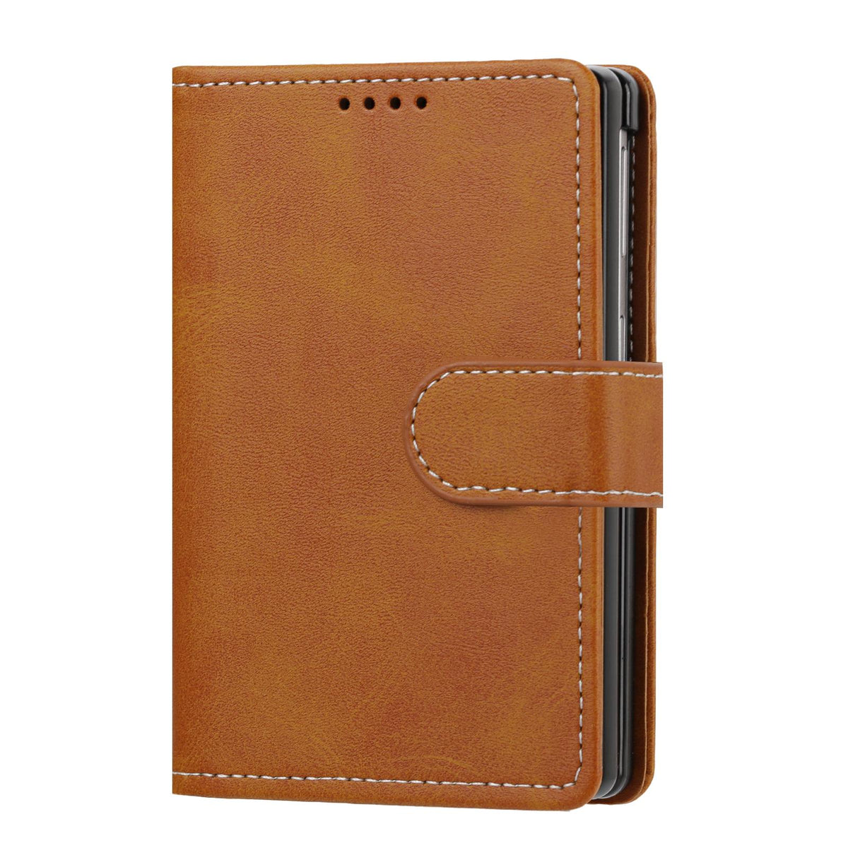 For Galaxy Z Fold8 5G Solid Color Calf Texture Folding Leather Phone Case - Light Brown - EDA006874506C