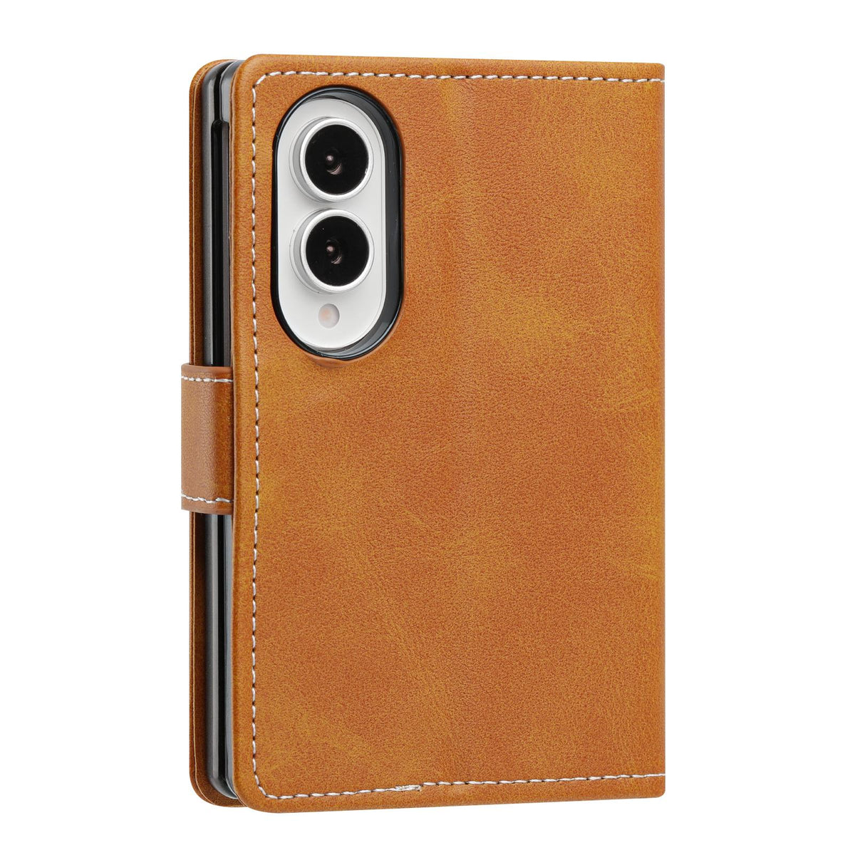 For Galaxy Z Fold8 5G Solid Color Calf Texture Folding Leather Phone Case - Light Brown - EDA006874506C