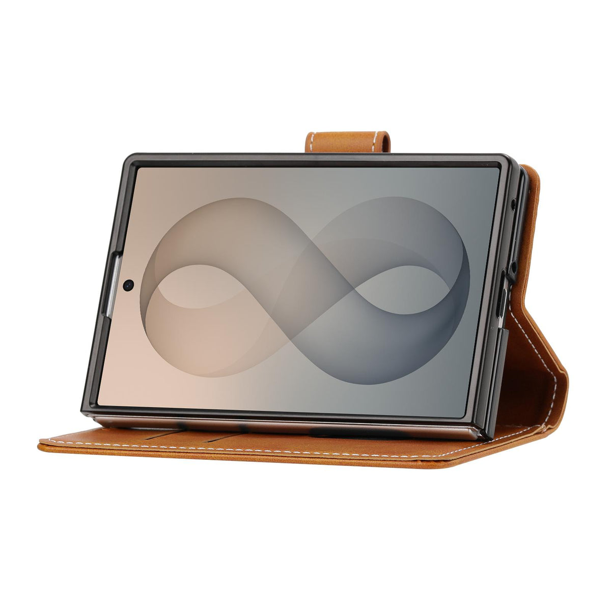 For Galaxy Z Fold8 5G Solid Color Calf Texture Folding Leather Phone Case - Light Brown - EDA006874506C