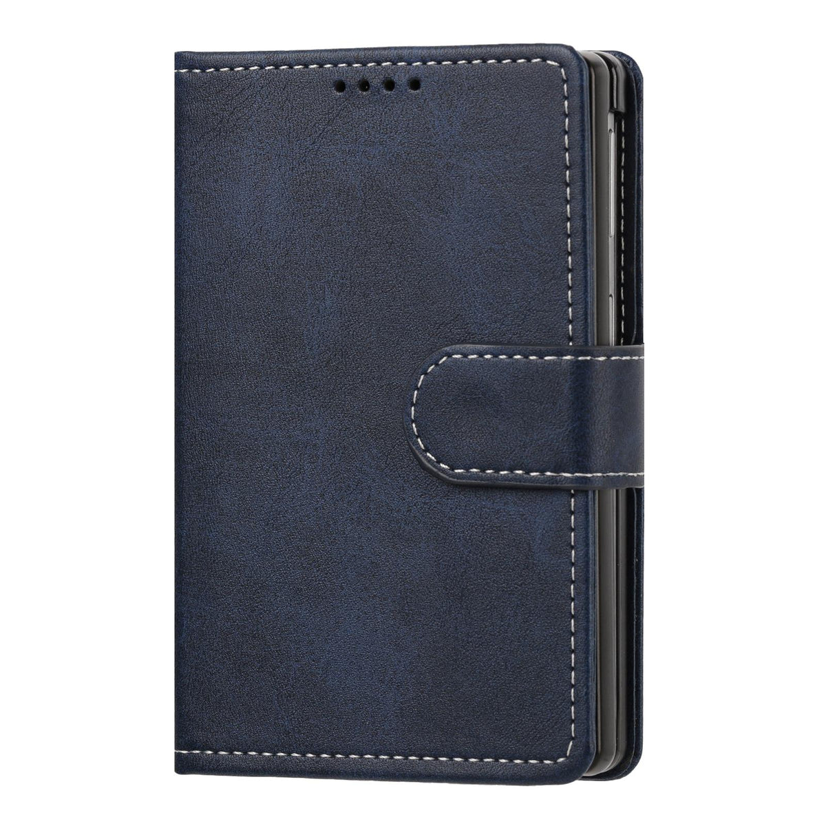 For Galaxy Z Fold8 5G Solid Color Calf Texture Folding Leather Phone Case - Dark Blue - EDA006874506D