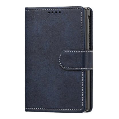For Galaxy Z Fold8 5G Solid Color Calf Texture Folding Leather Phone Case - Dark Blue - EDA006874506D