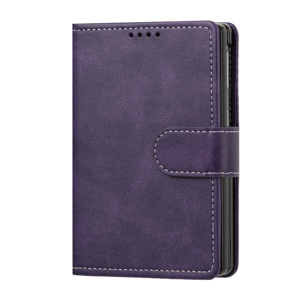For Galaxy Z Fold8 5G Solid Color Calf Texture Folding Leather Phone Case - Purple - EDA006874506E