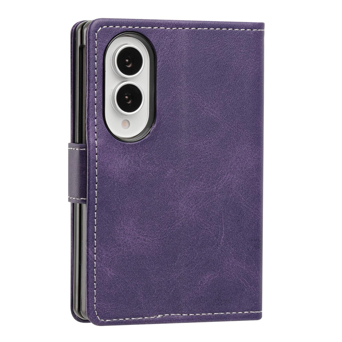 For Galaxy Z Fold8 5G Solid Color Calf Texture Folding Leather Phone Case - Purple - EDA006874506E