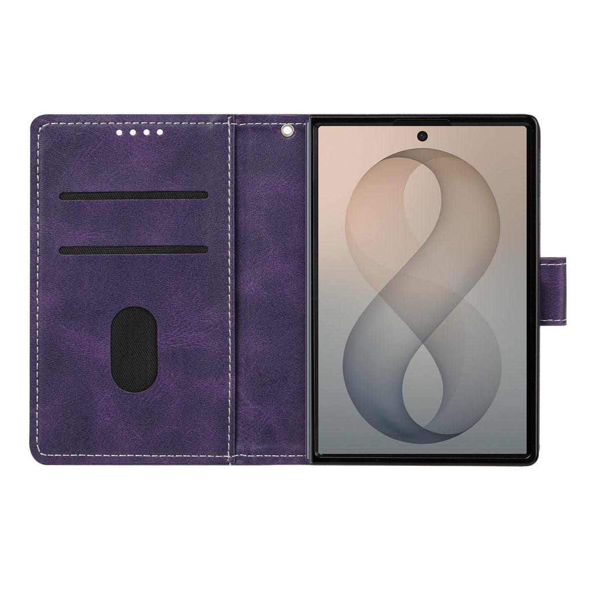 For Galaxy Z Fold8 5G Solid Color Calf Texture Folding Leather Phone Case - Purple - EDA006874506E